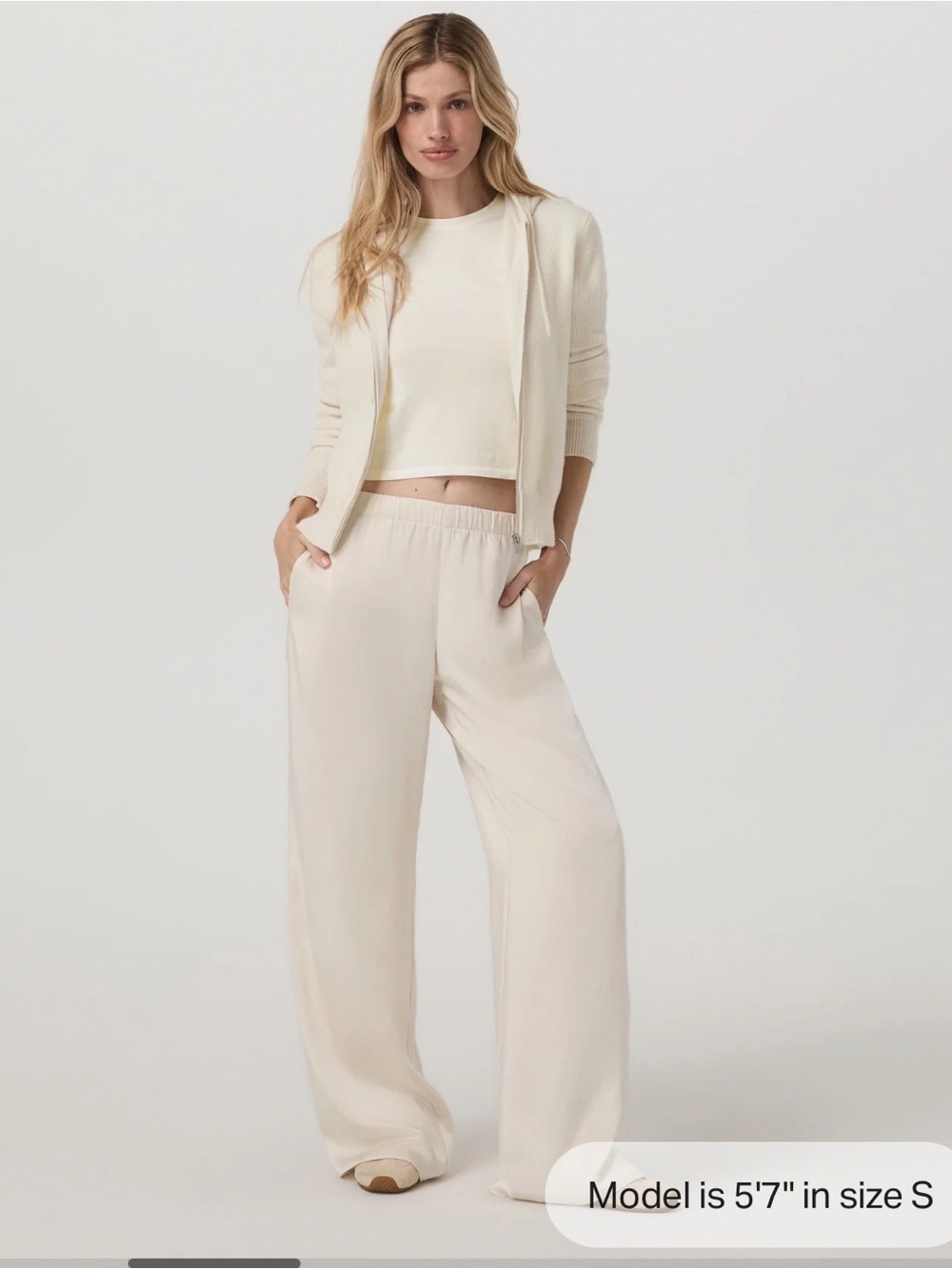 Vuori Wide Leg Pull-On Pants in Cream